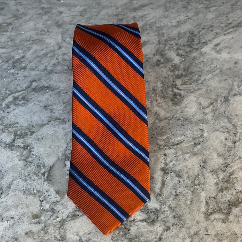 Lauren Ralph Lauren Orange and Blue Striped Repp Tie